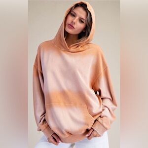 💛VERY NICE EASEL Washed Terry Knit Pullover Hoodie-Camel💛